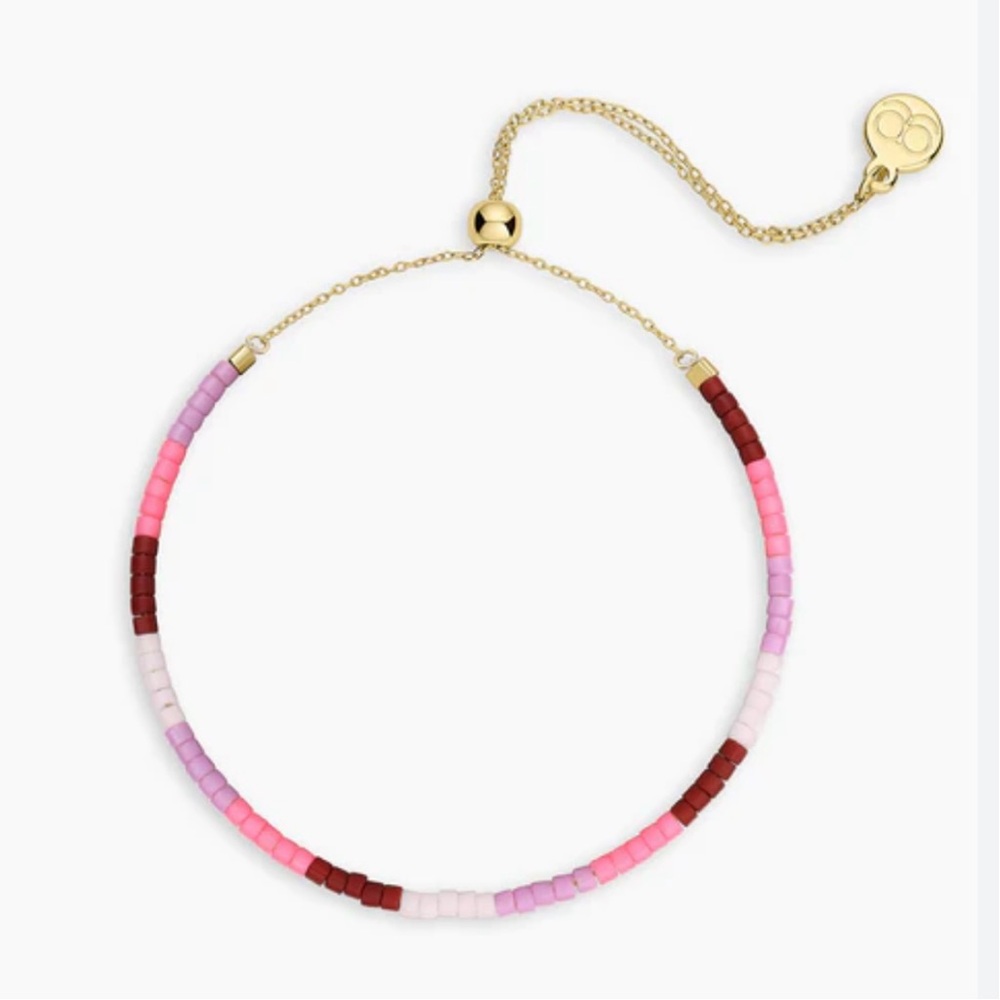 GORJANA Gigi Malibu Stripe Adjustable Bracelet / Glass Beads 18k Gold Plated NWT